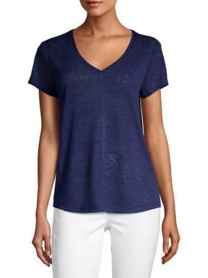 Lord And Taylor Separates Raw Edge Short Sleeve Top