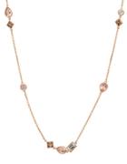 Crislu Blush Cubic Zirconia, 18k Rose Gold & Sterling Silver Necklace