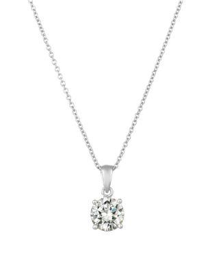 Crislu Royal Brilliant Cut Crystal, Sterling Silver And Pure Platinum Pendant Necklace