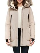 Soia & Kyo Saundra Coyote Fur-trim Cotton-blend Down-filled Coat