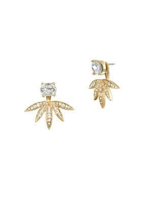 Badgley Mischka 10k Gold & Crystal Front-back Earrings