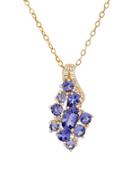 Lord & Taylor Tanzanite, White Topaz And 14k Yellow Gold Cluster Pendant Necklace