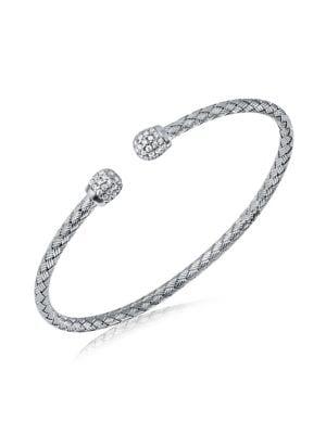 Lord & Taylor Sterling Silver And Cubic Zirconia Braided Cuff Bracelet