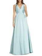 Ml Monique Lhuillier Pleated Evening Gown