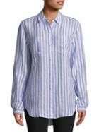 Lord & Taylor Stripe Linen Button-down Shirt