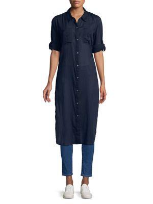 Calvin Klein Long-sleeve Crinkled Cotton Shirtdress