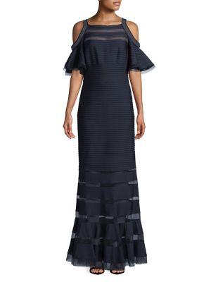 Tadashi Shoji Cold-shoulder Column Gown