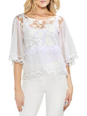 Vince Camuto Amalfi Breeze Floral Lace Bell-sleeve Blouse