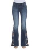 Driftwood Embroidered Flared Denim Jeans