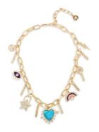 Bcbgeneration Starry Eyed Stone Heart Multi Charm Frontal Necklace