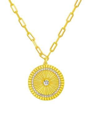 Lord & Taylor 14k Goldplated Sterling Silver & Crystal Disc Pendant Necklace