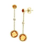 Effy Sunset 14k Yellow Gold, Diamond & Citrine Drop Earrings