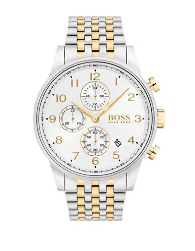Hugo Boss Navigator Round Stainless Steel Case And Two-tone Bracelet Chronograph Watch