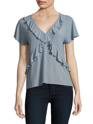 Highline Collective Foil Print Raglan Tee With Flounces