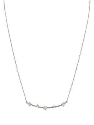 Nina N-abree Silvertone Cz Adorned Bar Necklace