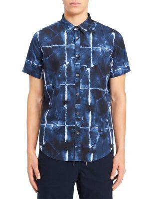 Calvin Klein Jeans Abstract Grid-print Cotton Button-down Shirt