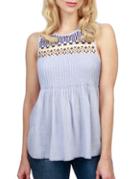 Lucky Brand Embroidered Yoke Top