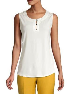 Kasper 3-button Sleeveless Top