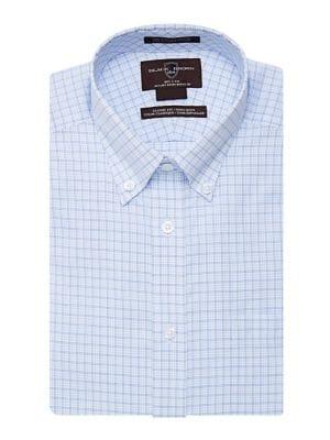 Black Brown Windowpane Printed Dress Shirt