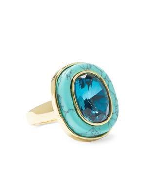 Vince Camuto Goldtone, Turquoise And Glass Stone Cocktail Ring