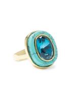 Vince Camuto Goldtone, Turquoise And Glass Stone Cocktail Ring