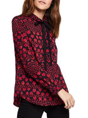 Bcbgeneration Floral Mod Stripes Button-down Shirt