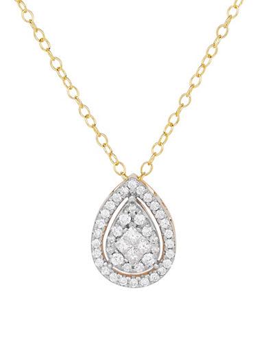 Lord & Taylor Diamonds And 14k Yellow Gold Teardrop Pendant Necklace