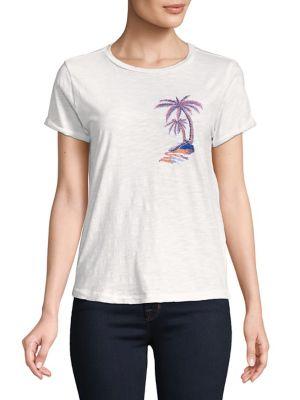 Lucky Brand Palm-embroidered Cotton Tee
