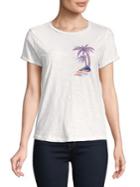 Lucky Brand Palm-embroidered Cotton Tee