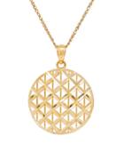 Lord & Taylor 14k Gold Woven Disc Pendant Necklace