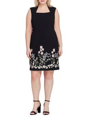 Tahari Arthur S. Levine Plus Embroidered Sheath Dress