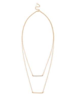 Sole Society Goldtone And Glass Stone Multi-layered Bar Necklace