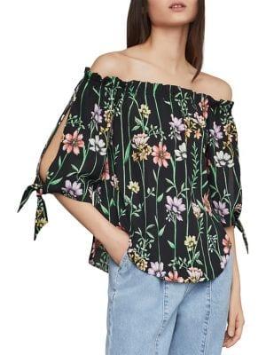 Bcbgmaxazria Botanical Floral Off-the-shoulder Top