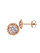Sonatina 14k Rose Gold & Diamond Floral Stud Earrings