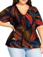City Chic Plus Bay Islands Printed Top