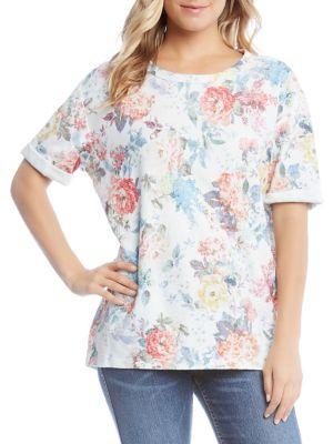 Karen Kane Roll-sleeve Cotton Tee