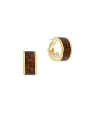 Etienne Aigner Goldtone Enamel Huggy Hoop Earrings