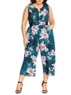 City Chic Plus Jade Blossom Jumpsuit