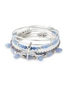Alex And Ani Five-piece Dragonfly Swarovski Crystal Bracelet Set