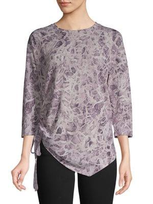 Ellen Tracy Printed Ruched Top