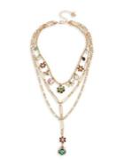 Betsey Johnson Tortifly Bug & Flower Charm Layered Necklace