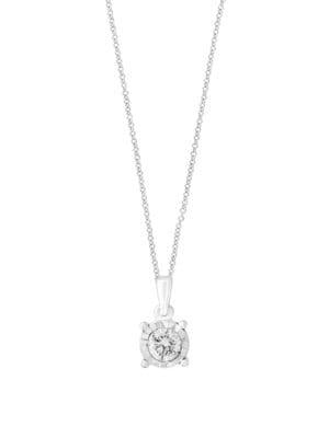 Effy Pave Classica 0.32 Tcw Diamond And 14k White Gold Round Pendant Necklace