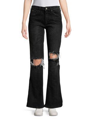 Free People Wide-leg Distressed Jeans