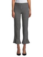 Design Lab Lord & Taylor Checked Cropped Flare Pants