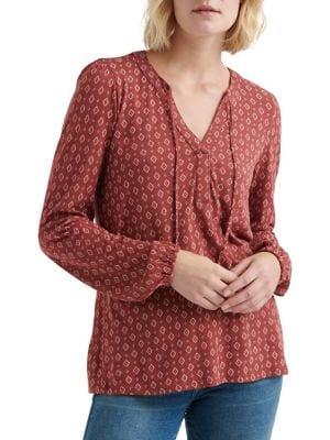 Lucky Brand Tassel Printed Blouse