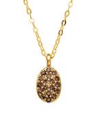 Lord & Taylor Diamond And 14k Yellow Gold Oval Pendant Necklace