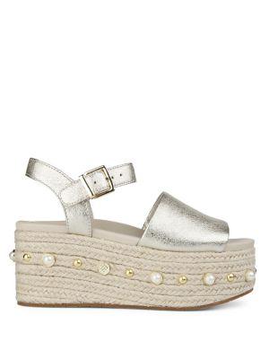 Kenneth Cole New York Indra Studded Leather Platform Espadrilles