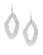 Design Lab Lord & Taylor Crystal Pave And Silvertone Chainlink Teardrop Earrings