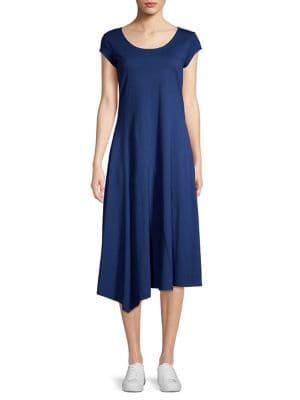 H Halston Asymmetrical Cap-sleeve Dress