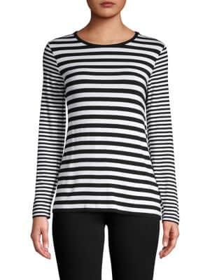 Michael Michael Kors Petite Striped Long Sleeve Top